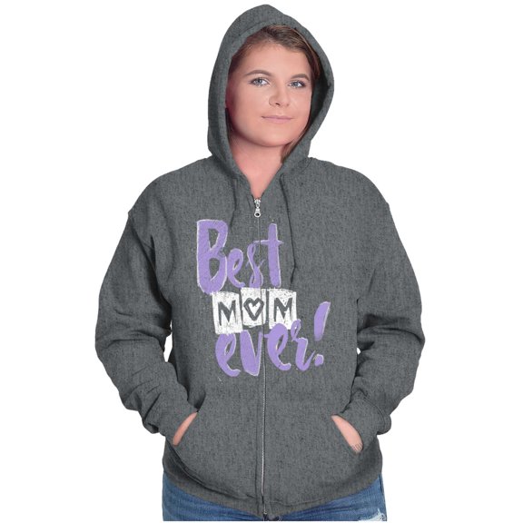 Cute Heart Best Mom Ever Mother's Day Zip Hoodie Sweatshirt Women Brisco Brands 2X