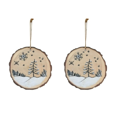 

Dvkptbk Lovely Christmas Round Wooden Hanging Animal Print Pendant