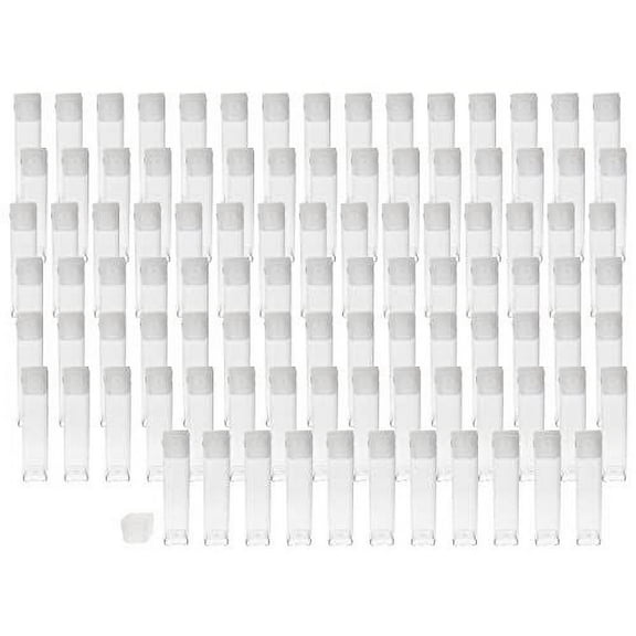 The Beadsmith Clear Plastic Tubes - 2 x .5 Inch Square Tubes - Flat Caps - Use for Beads, Bath Salts, Wedding & Party Favors, Home or Office Storage - Bag of 100