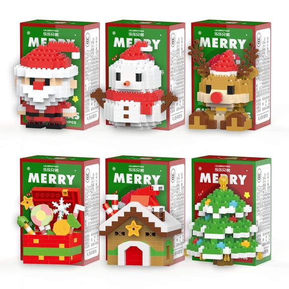 Christmas Building Blocks Set, 6 Pieces Building Blocks Festive Holiday Decorations for Home and Party