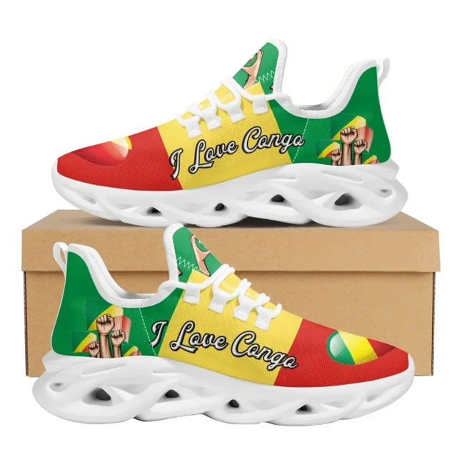 Zapatos para hombre y mujer, zapatillas informales con estampado de la bandera del Congo, zapatos planos de verano con cordones para caminar,