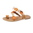 thumbnail image 2 of Summer Plus-size Ethnic Style Flower Clip-toe Beach Flat Sandals Sandals for Women 2025 Orange 40, 2 of 6