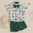 thumbnail image 6 of Douhoow Toddler Boys Easter Outfits 2T 3T 4T 5T Kid Summer Rabbit Print Bowtie Short Sleeve Shirts and Shorts, 6 of 8