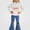 White, variant on Vornjynx Girls 2 Piece Outfit(2-7)Hooded Sweatshirt with Butterfly Bow Print and Flared Pants Set Casual Clothing Set Pink Size 5T