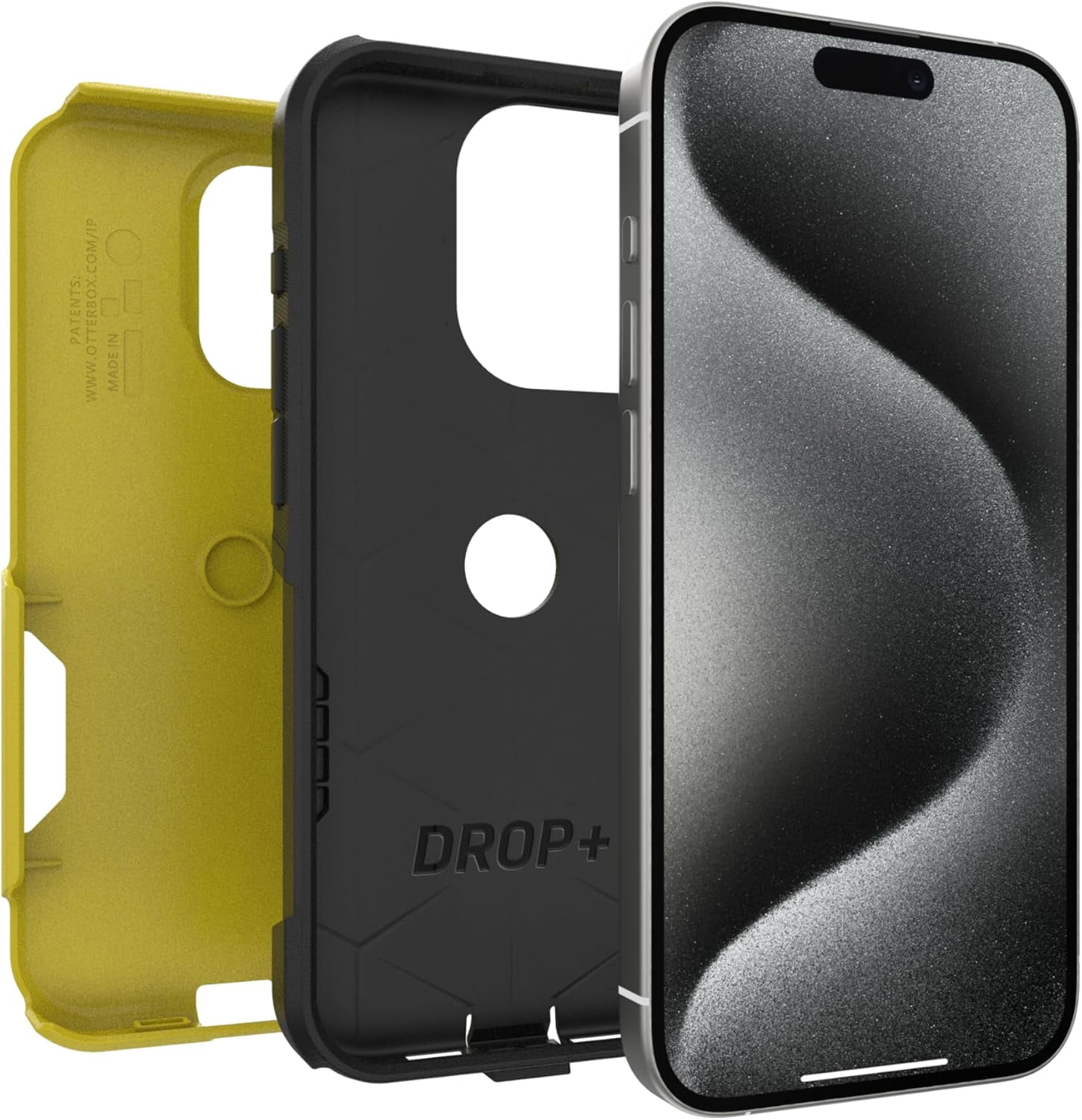 OtterBox iPhone 15 Pro (Only) - Commuter Series Case - Night (Black & Yellow) - Slim & Tough - Pocket-Friendly - with Port Protection - Non-Retail Packaging