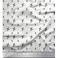 thumbnail image 1 of Soimoi White Japan Crepe Satin Fabric Cross & Geometric Decor Fabric Printed Yard 42 Inch Wide, 1 of 3