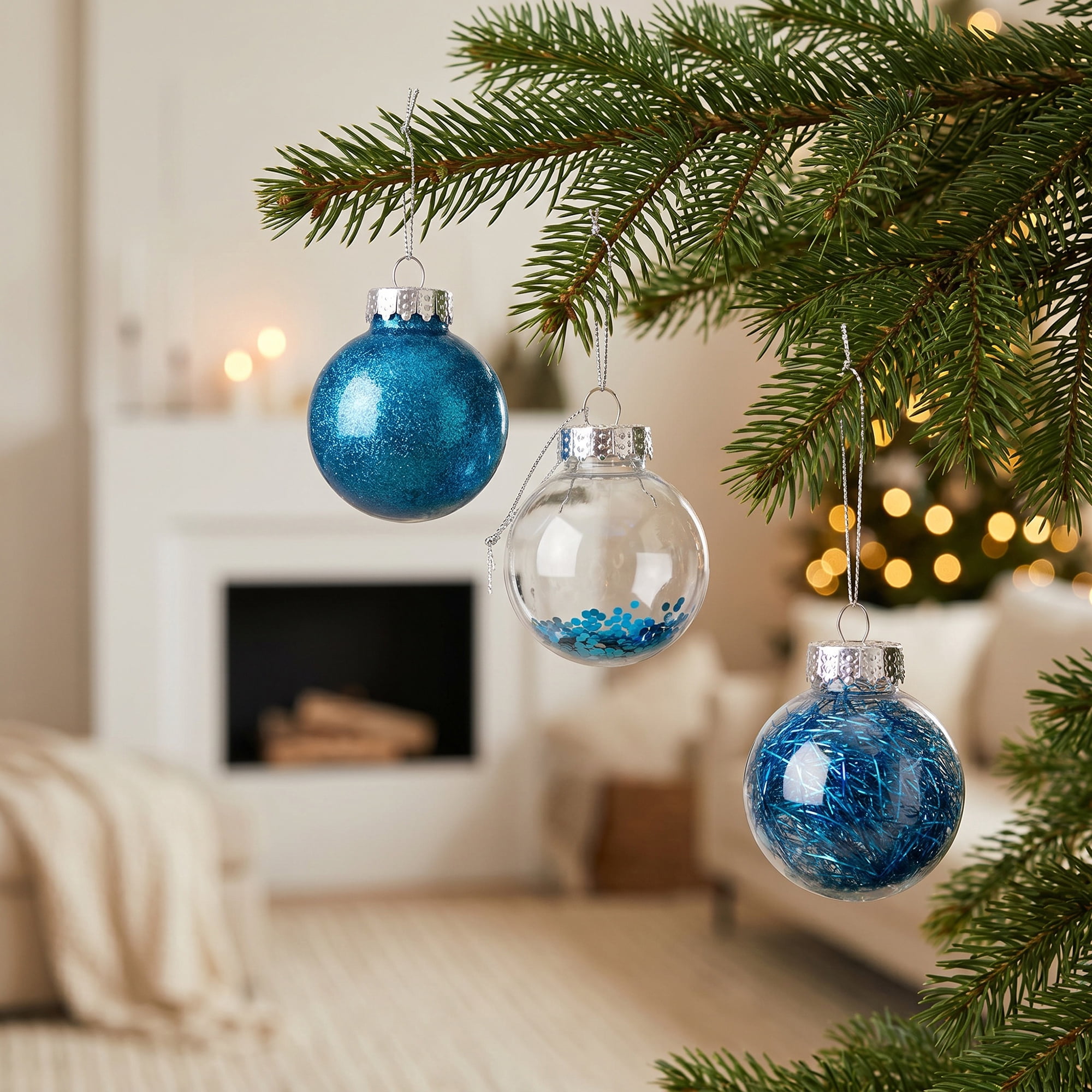 Unique Bargains Christmas Tree Ornaments - 24 Pack Hanging Baubles Shatterproof Balls Lake Blue 2.4"