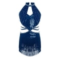 thumbnail image 3 of inlzdz Fringe Latin Dance Dress for Girls Sparkly Sequin Tassel Stage Outfit Chacha Rumba Jazz Ballet Leotards Navy Blue 8, 3 of 6
