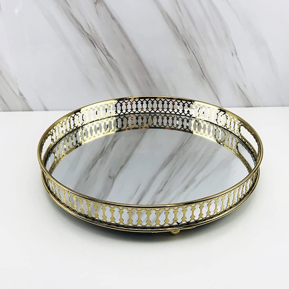 Fetcoi, Perfume Tray Gold Mirror Tray, Vanity Tray, Glass Tray Metal