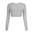 thumbnail image 6 of Aunavey Women's Open Front Rib Knit Cropped Bolero Shrug Cardigan Sweater Long Sleeve V-Neck Button Down, 6 of 7