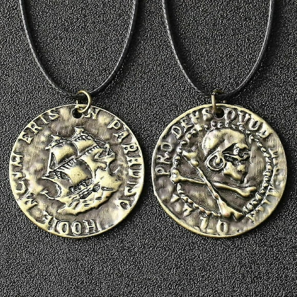 Pirate Coin Pendant Necklace, Sea Zone Savage Skull