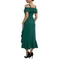 thumbnail image 3 of INSPIRE CHIC Women's Party Spaghetti Strap Dresses Wedding Guest Cocktail Ruffle Midi Dress XL Dark Green, 3 of 4
