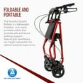thumbnail image 3 of Dynarex DynaGo Quad 8 Rollator - 7.5” Wheels and 300 lb. Weight Capacity, Ideal for Narrow Spaces, Portable, & Easy to Maneuver , Red Frame, 1 Rollator, 3 of 7