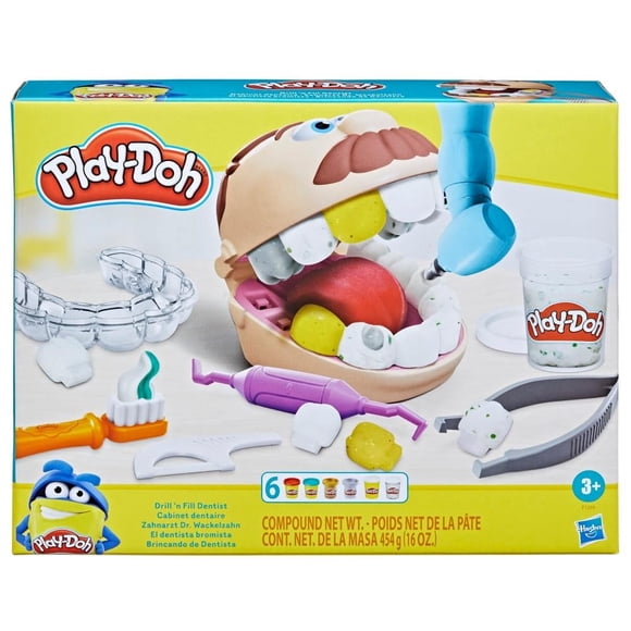 Actividades Infantiles Hasbro Play-Doh Dentista bromista, con 9 accesorios y 6 latas de plastilina, a partir de 3 años