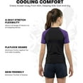 thumbnail image 3 of Exxact Sports Kids BJJ Rash Guard Short Sleeve, Ranked No Gi Jiu Jitsu Compression Shirt for Boys & Girls for MMA, Wrestling - (Black/Purple, YS), 3 of 7
