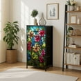 thumbnail image 7 of Dresser for Bedroom with 4 Storage Drawers Decorative Flower Vine Stained Glass Window Film Dressers Chest of Drawers Steel Framed Fabric Closet Organizers for Entryway, 7 of 7