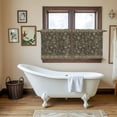 thumbnail image 4 of Sage Green Floral Tier Curtains 24 Inch Length, Ethnic Tribe Abstract Art Flowers Cafe Short Curtains for Bathroom Over Sink, Small Kitchen Curtain Light Filtering Tiered Drapes 2 Panels 27.5"Wx24"L, 4 of 8
