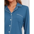 thumbnail image 4 of DARING DIVA Women's Long Sleeve Button Down Notch Collar Sleepwear S Blue, 4 of 6