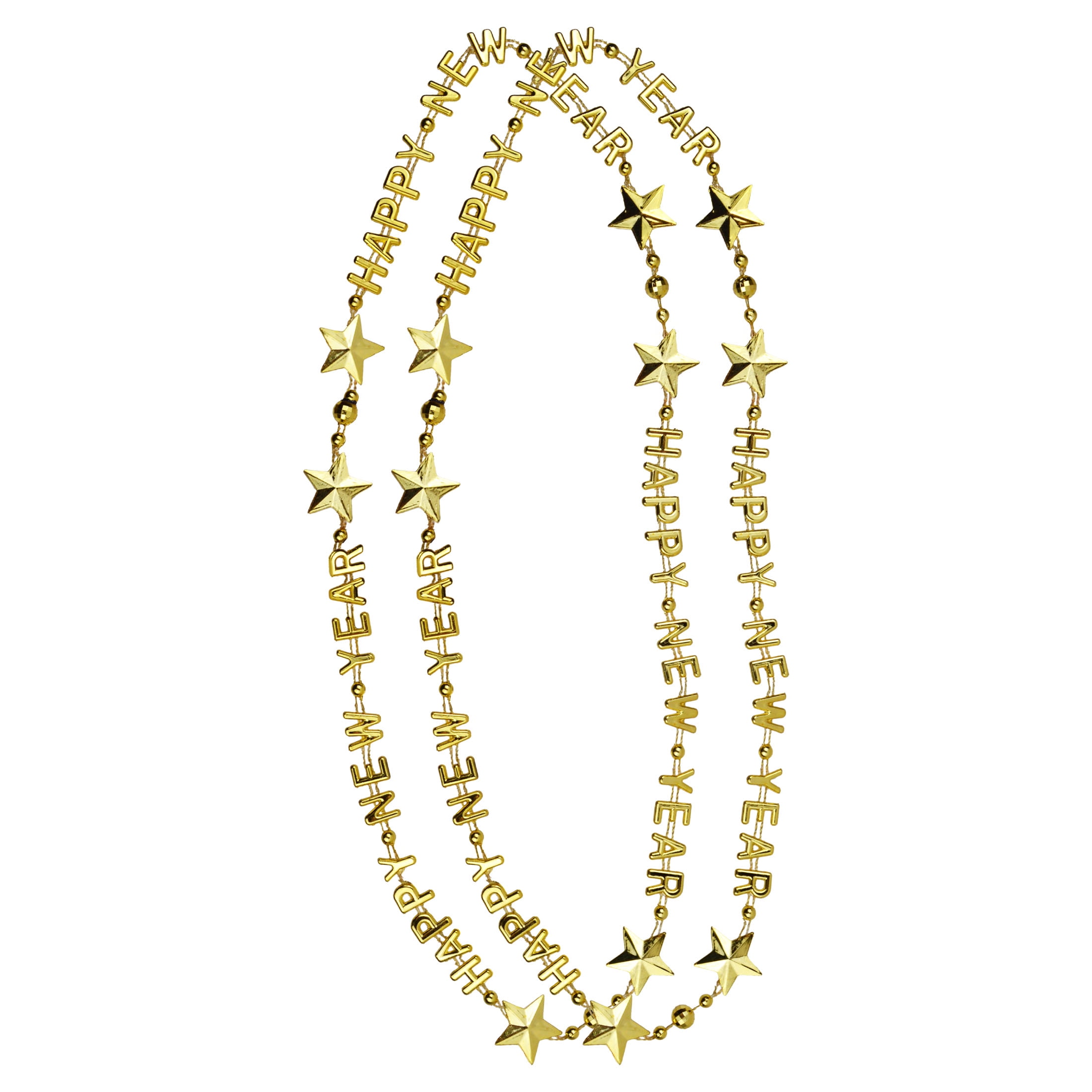 New Year Gold Bead Necklaces, 2 Count, Festive Decorations, Brand Way to Celebrate Style, Adult