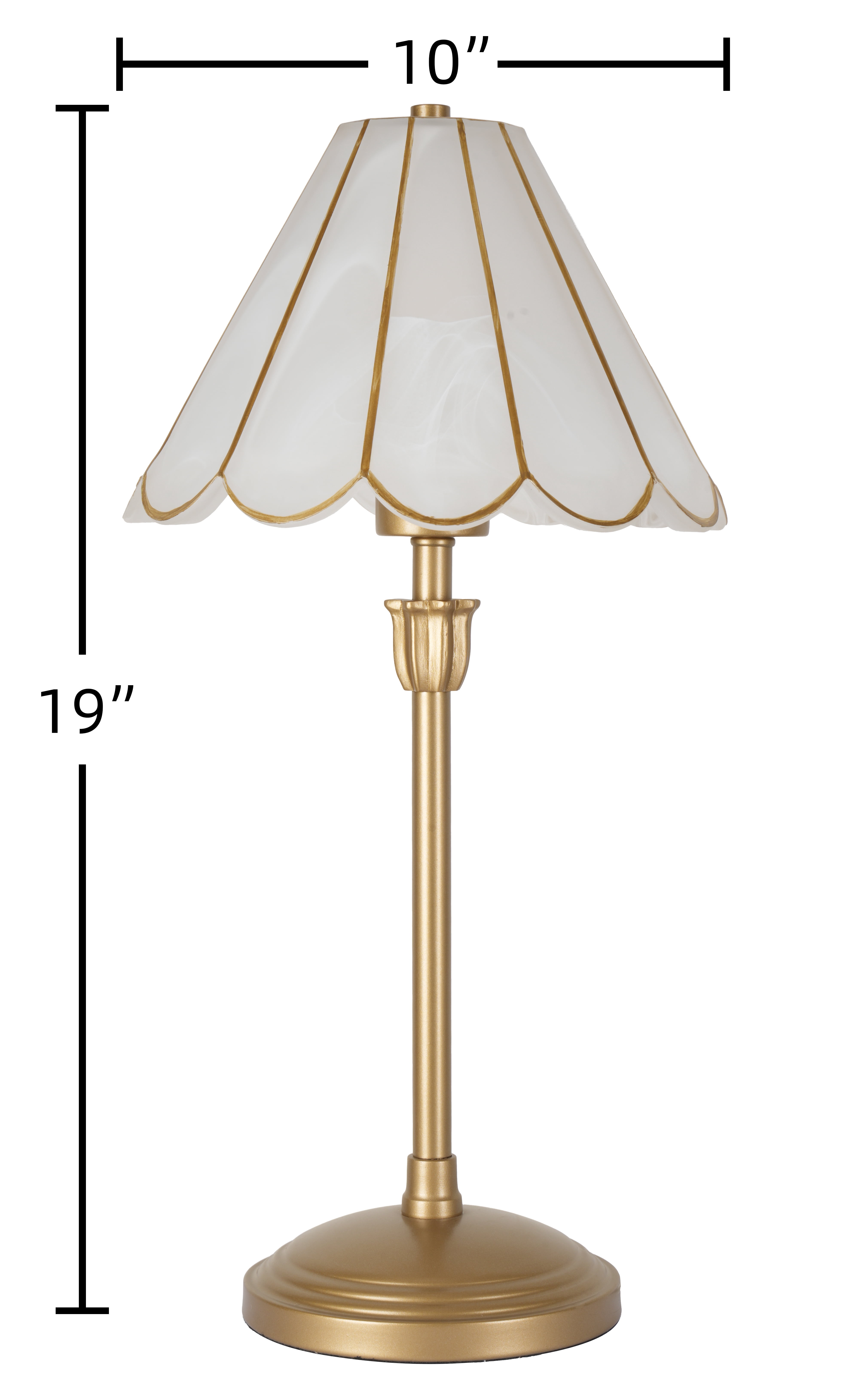 Home Decor Collection Capiz Scalloped Glass Table Lamp, Gold Finish, 19"H