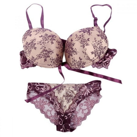 

Women s Sexy Bra Set -Ladies lace Underwire Push-up Bra&Everyday Bras Purple - 75 C