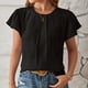 thumbnail image 1 of Fiudx Ofertas Relámpago Camiseta de Blusa Superior de Manga 1/2 con Cuello En V Sólido Cómoda Informal de Moda para Mujer, 1 of 5