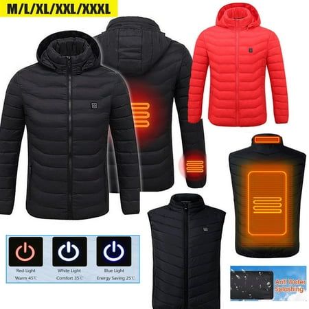 USB Heater Hunting Vest Heated Jacket Heating Winter Clothes Men Thermal Outdoor-Black L (Best Winter Jackets For Extreme Cold Mens)