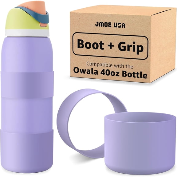 Jmoe USA Silicone Boot Sleeve   Hand Grip Compatible with Owala 40oz Water Bottle | BPA Free, Food-Grade Silicone Rubber | Anti-Slip Bottom Bumper Cover | Protects Against Scratches (Retro Boardwalk)