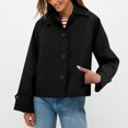 thumbnail image 4 of DAFPZW Womens Cropped Jacket Contrast Collar Coat Cargo Jacket Barn Jacket Outwear Solid Button Down Coat with Pockets, 4 of 9