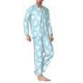 thumbnail image 2 of Fuzoiu Cute Rabbit Print Men's Long-Sleeved Pajama,Lounge Button Down Nightwear,Mens Notch Collar Pajama Set -Medium, 2 of 7