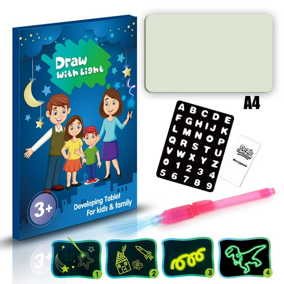 Tignapoo Glow-in-the-Dark 3D Drawing Board for Kids - Magical Illuminating Doodle Pad, A4 Size - Perfect Creative Educational Toy for Artistic Fun and Family Bonding