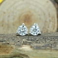 thumbnail image 2 of 14K White Gold Post & 925 Sterling Silver 5MM Round Cut Lab Created Moissanite Diamond 3-Prong Martini Style Stud Earrings 1.0ct, 2 of 4