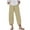 Khaki, variant on Diufon Capris Pants for Women Summer Plus Size Pants Solid Color Linen Wide Leg Pants with Pockets