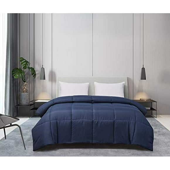 Blue Ridge Home Fashions Microfiber Down Alternative All Season Comforter-Hypoallergenic Polyester Fill, King, Navy