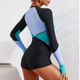 thumbnail image 4 of Gibobby Traje de Baño Sexy Bikini Top de surf en la playa para mujer, manga larga, cremallera, secado rápido, con almohadilla en el pecho, traje de baño (Verde,M), 4 of 4