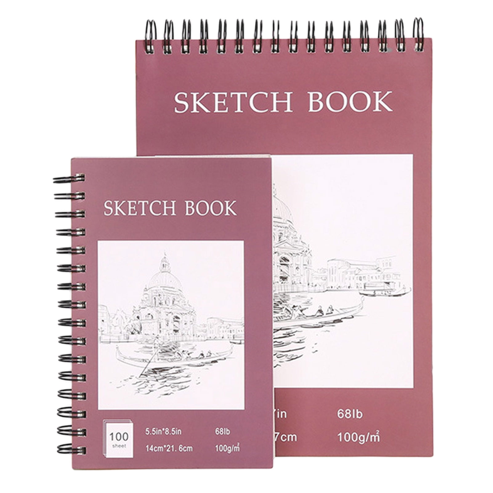 Pnellth Sketch Book Spiral Wire Bound Hardcover 100 Sheets Acid Free No Bleed Thick Paper Artist Art Student Sketching Drawing Writing Sketchbook Art Supplies