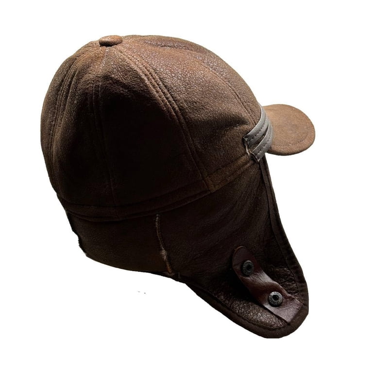 Genuine Sheepskin Shearling Leather Aviator Hat with Ear Flaps Trapper Winter Sheepskin Trapper Hat - Genuine Leather Russian Ushanka  main image 4