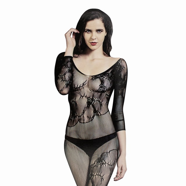 Baby Doll Adda Lingerie Modelo BS-Amiens, Body completo de red, Color negro