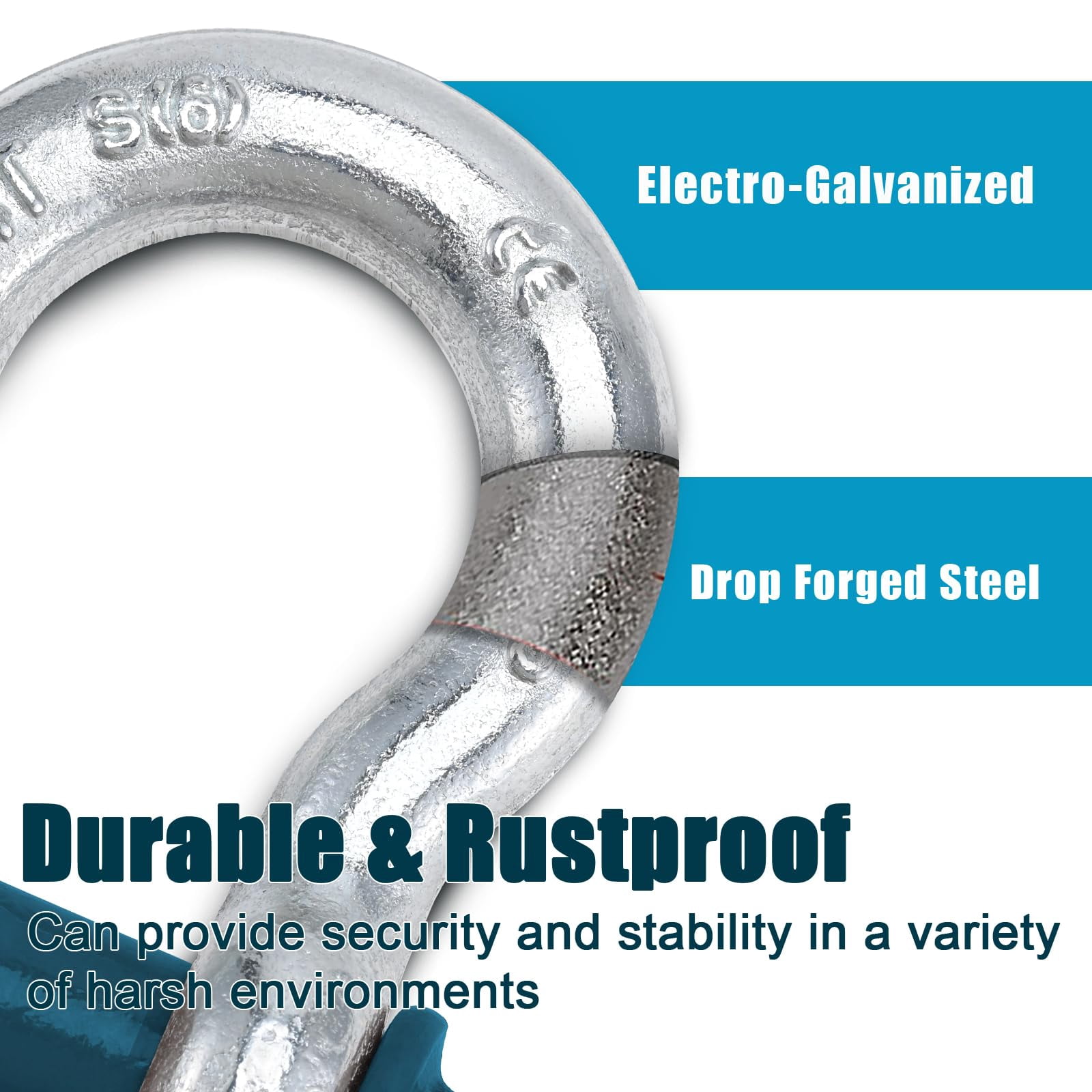 3/4" D Ring Shackles, 4.75 tons (10,472lbs) Working Load Limit, Clevis Shackle with 7/8" Alloy Screw Pin, Heavy Duty Shackles for Towing, Terrain Vehicle, Jeep, Trailer, Blue (4Pack)
