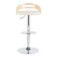 thumbnail image 5 of Cassis Mid-Century Modern Adjustable Barstool With Swivel In Natural Wood And Cream Faux Leather, 5 of 7
