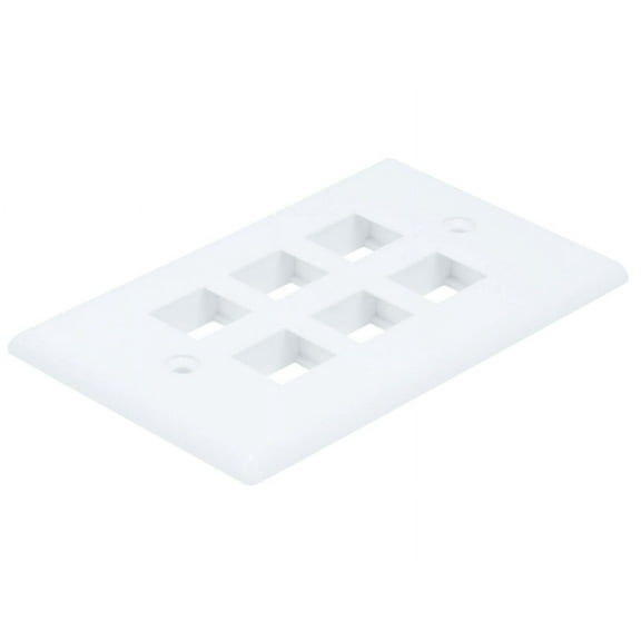 Monoprice 6-Hole 1-Gang Keystone Wall Plate - White