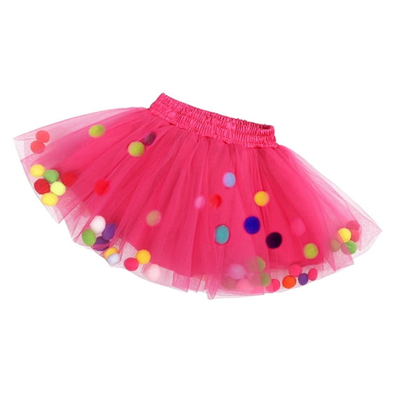 XXWXYD Toddler Girl Floating Pom Pom Tutu Skirt | Colorful Mesh Ballet Princess Skirt | Birthday Part𝗒 Ballet Dance Dress