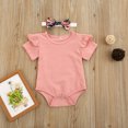 thumbnail image 3 of Dooleck Baby Girl Summer Clothes Infant Toddler Ruffle Bodysuit Floral Shorts Outfit, 3 of 8