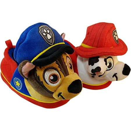 

Paw Patrol Boys Slippers with Chase and Marshall (L 9-10) Red Blue New