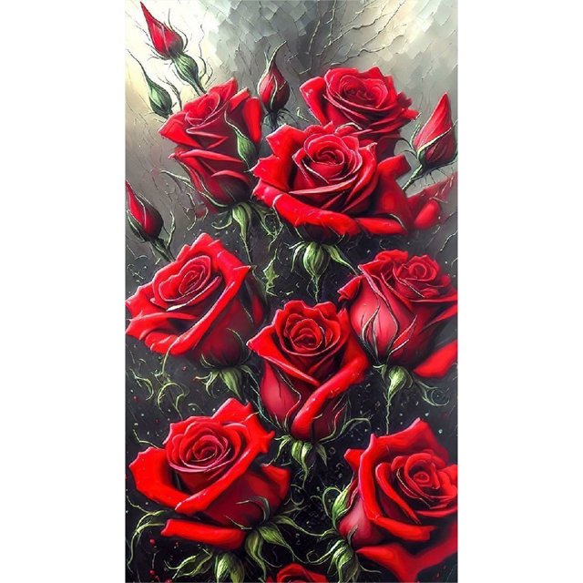 5D DIY Taladro Rosa Planta Kit Arte Artesanía (NH3606) Rojo
