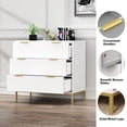 thumbnail image 4 of Eumyviv Chest of Drawers with Gold Handles Mid Century Modern 3-Drawer Storage Dresser for Bedroom Living Room, White H0074, 4 of 8