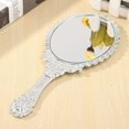 thumbnail image 4 of Vintage Embossed Oval Floral Makeup Mirror Hand Mirror Silver Co, 4 of 5