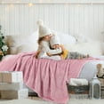 thumbnail image 3 of PiccoCasa Luxury Fleece Bed Blanket Woven Mesh Pink 70"x78", 3 of 8