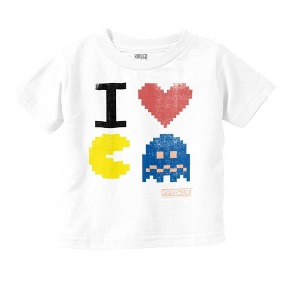 Pixelized Retro Game I Heart PACMAN Toddler Boy Girl T Shirt Infant Toddler Brisco Brands 12M