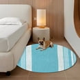 thumbnail image 3 of Vintage Cyan Blue Striped Round Rug 4ft Washable Circle Entryway Rugs Non Slip Farmhouse Modern Stripes Boho Area Rug Indoor Floor Carpet for Bedroom Kitchen Living Room Office Dining Room Nursery, 3 of 9